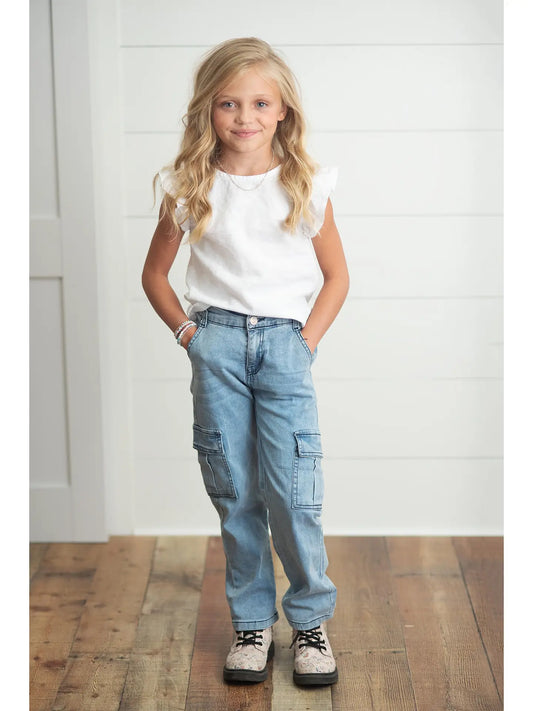 Kids Denim Cargo Pant