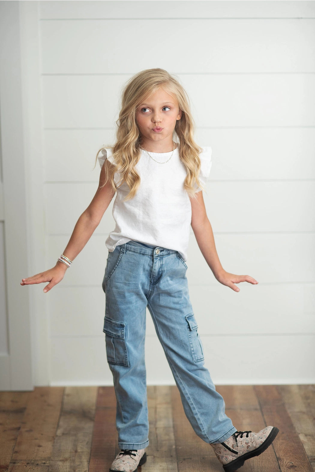 Kids Denim Cargo Pant