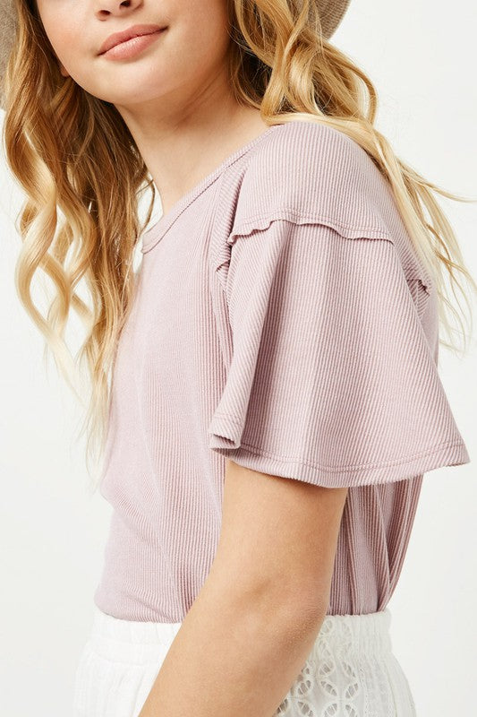 Girls Flutter Sleeve Top