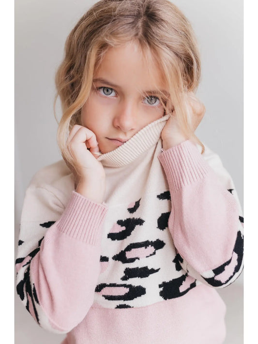 Kids Pink Leopard Sweater