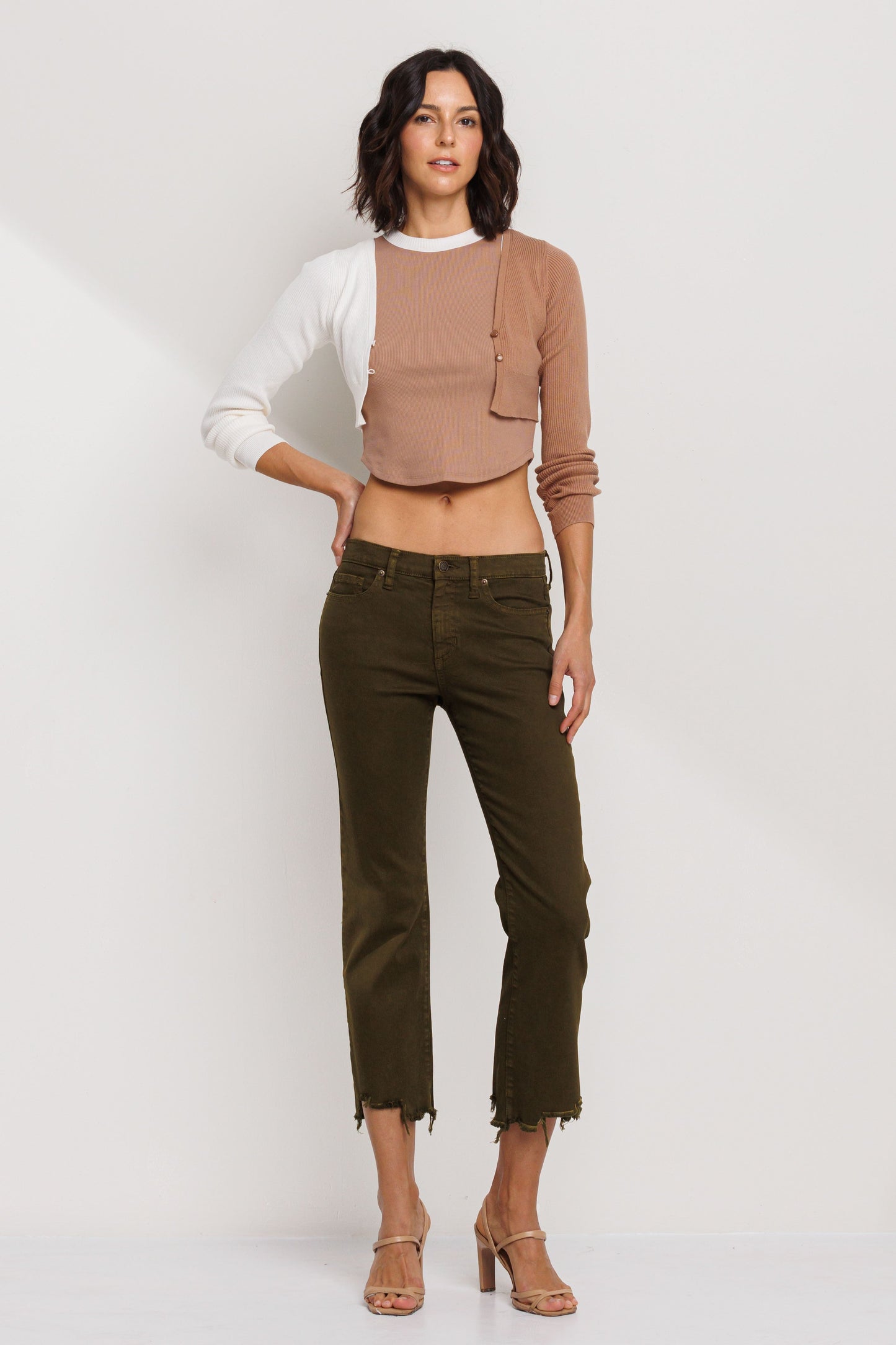 Olive Cropped Pants